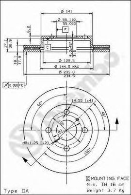  09.7825.10 Brembo  Диск тормозной Standard | перед |